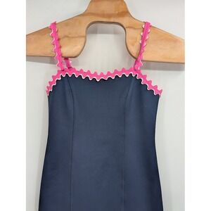 LILLY PULITZER SHELLBEE True Navy Blue Pink Scuba Lined Scalloped Dress